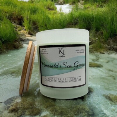 Emerald Sea Grass Soy Wax Candle - Hand Poured with Pure Essential Oil