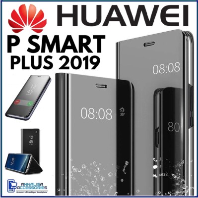 FLIP COVER FOR HUAWEI P SMART PLUS 2019 MIRROR BOOK CASE CLEAR VIEW 360