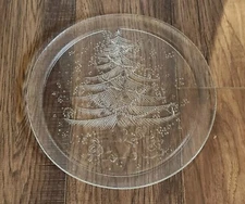 VINTAGE LES VERRERIES DE SAINT GOBAIN DURALEX 13" GLASS PLATTER CHRISTMAS TREE