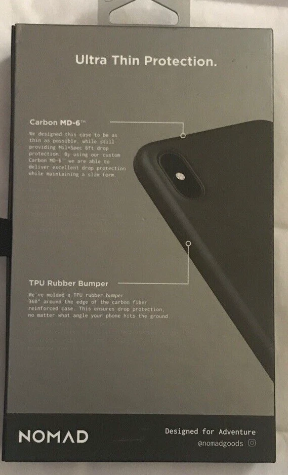 Nomad Carbon Case 6.5” Apple IPHONE XS MAX black Rugged TPU rubber Bumper New - Image 3 of 4
