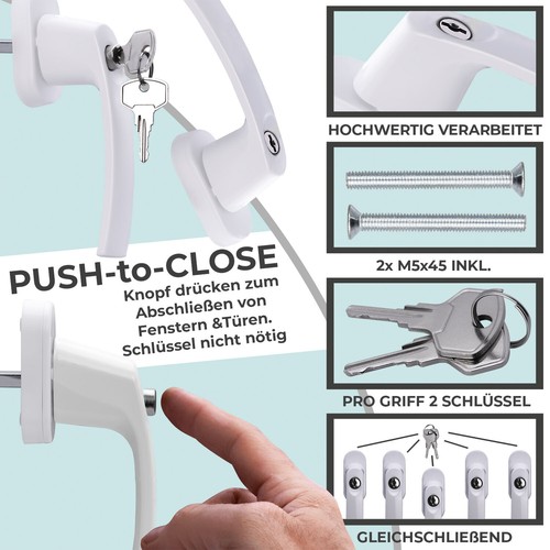 FENSTERGRIFF Aluminium Griffolive Fenstergriffe abschließbar MASSIV WEISS - Bild 4 von 24