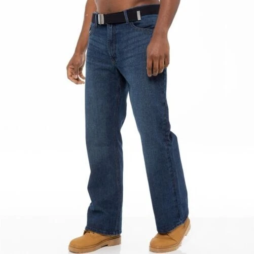 Herren Bootcut Jeans Weit Beinig Aus Denim Mit Gürtel Alle UK Taillengrößen - Bild 3 von 4