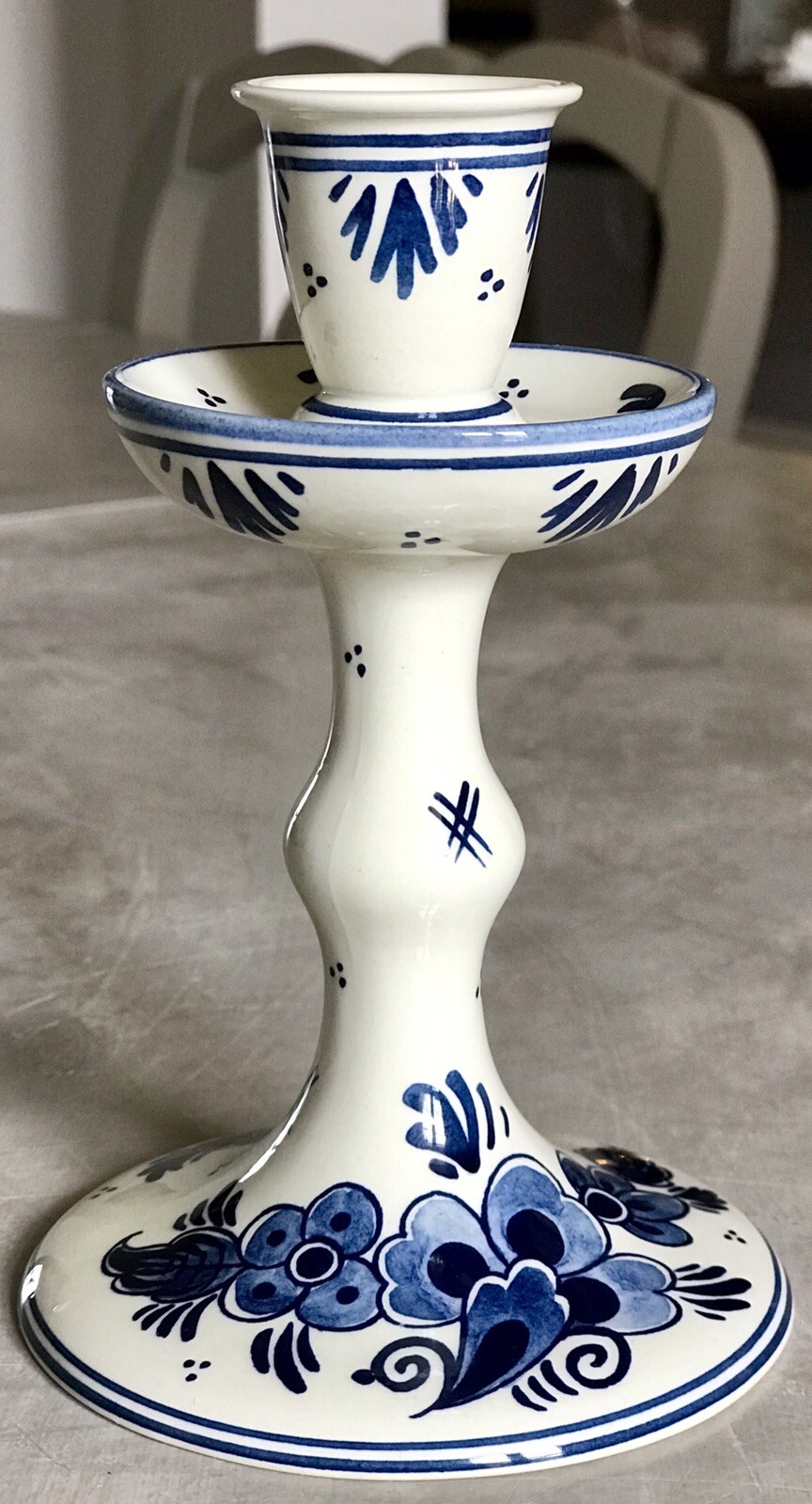 RARE Royal Goedewaagen Delfts Delft Blauw Blue White Floral Candle Stick Holder
