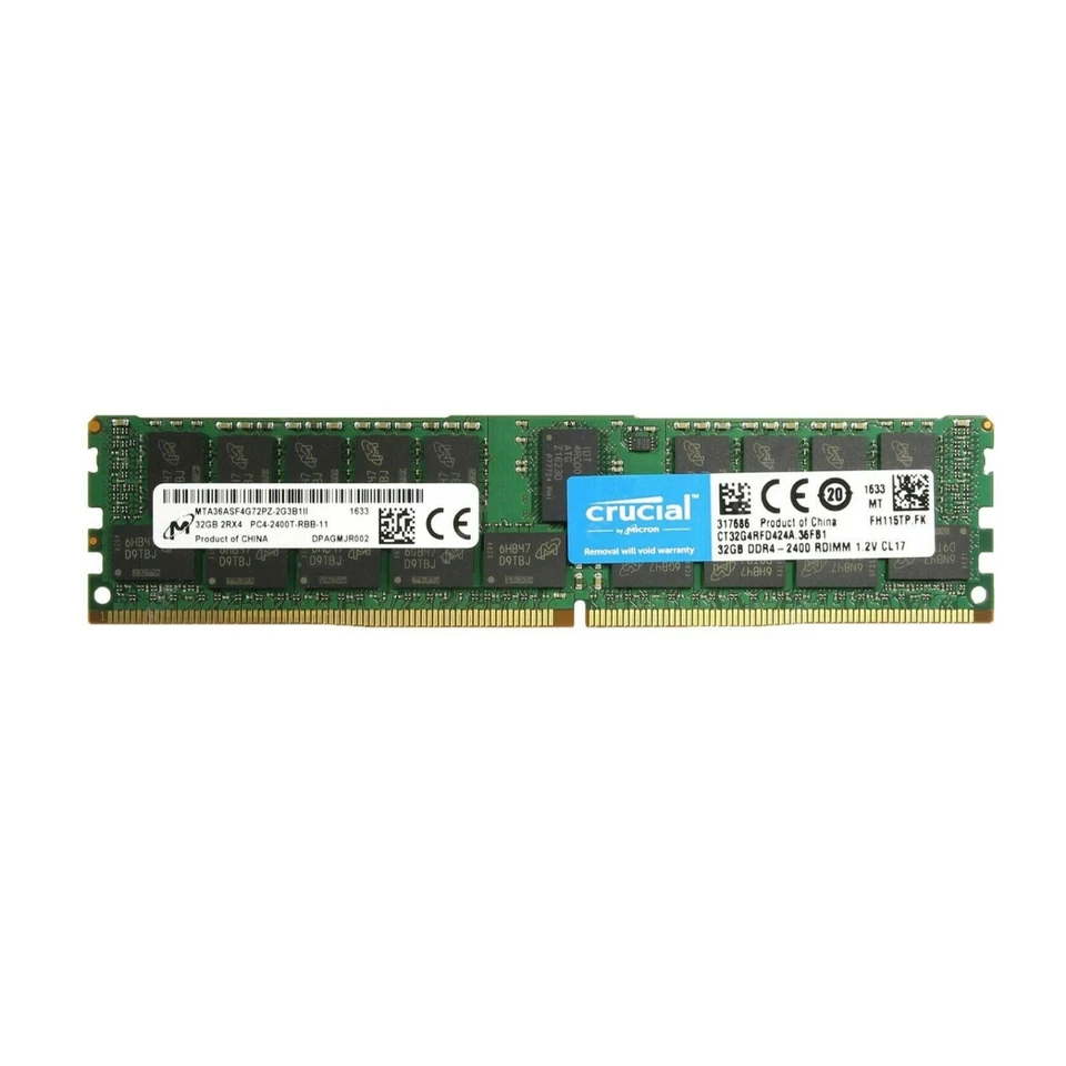 Crucial 128GB 4X32GB DDR4 2400MHz ECC Registered RDIMM Memory Ram CT32G4RFD424A - Image 2 of 4