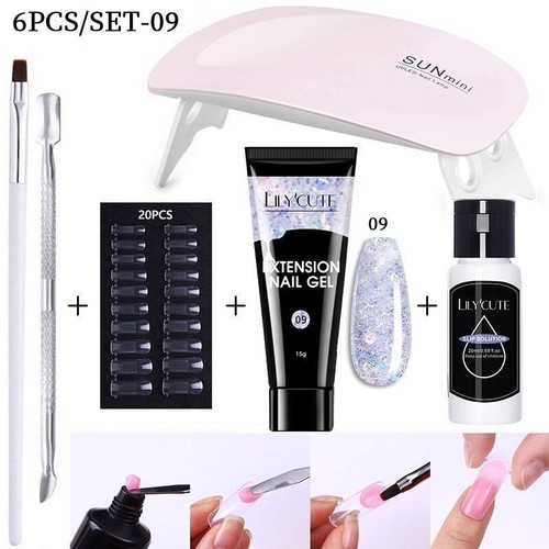 Set Gel Unghie 6W Lampada LED Set Completo Manicure Vernis Semi Permanente Prolunga Rapida - Foto 71 di 95