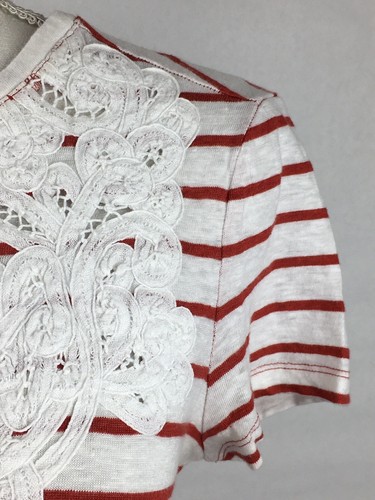 Tory Burch Women's Size Small Top Striped Short Sleeve 100% Linen - Picture 7 of 10