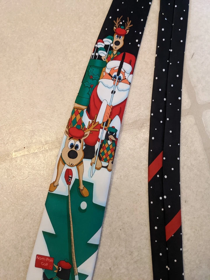 Corbata Holiday Traditions Papá Noel Golf Navidad Reno Festivo Nieve Foto 2 de 4