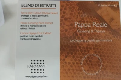 FARMAVIT Fiale Capelli Anticaduta Pappa reale + ginseng e papaya 12 fiale da 10 ml - Farm