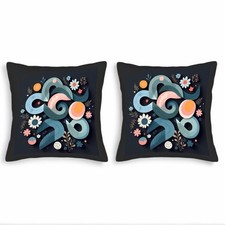 Set of 2 Decorative Throw Pillow Covers 18x18in - Floral  Abstract Design