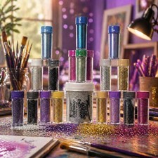 Glitter Embossing Powder Lot Of 18 Small Jars Plus 1 Large Stampendous Silver