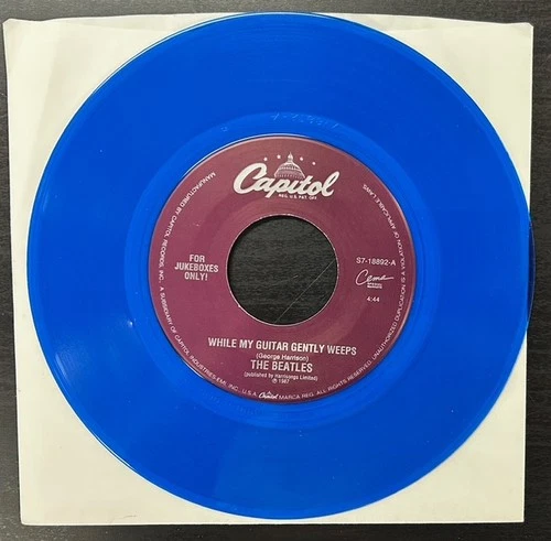 Beatles: While My Guitar Gently Weeps/Blackbird 45 BLUE Vinyl Jukebox 7" 1996