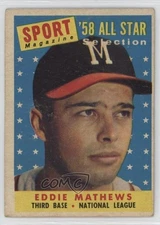 1958 Topps Sport Magazine '58 All Star Selection Eddie Mathews #480 HOF
