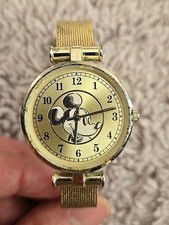 VTG Accutime MK8139B5 Mickey Mouse Watch Quartz 32mm StainlessSteel Strap As Is