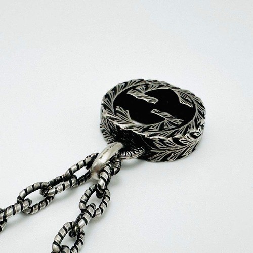 Gucci Interlocking G Arabesque Gravur Anhänger Halskette Sterling Silber 925 - Bild 7 von 13