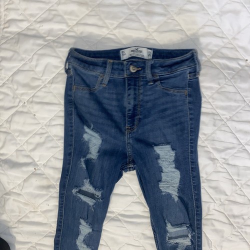 Pantalones de mezclilla Hollister para mujer talla 24x26 tiro alto súper ajustados desgastados elásticos - Imagen 3 de 11