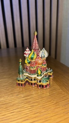 Russische Lack schwere Schmuckschatulle Basilius Kathedrale handbemalt 3,5'' hoch 