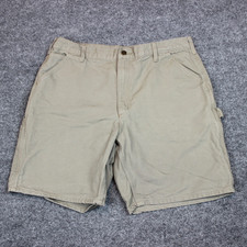 Carhartt Shorts Men's Tag 38 Meas 36 B26 Beige Canvas Carpenter Utility 8" Insea
