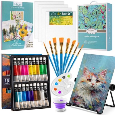 Inburit Acrylic Paint Set, Art Supplies, Paint Kit with 18 Colors Acrylic Paints