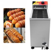 24L 12 Hooks Commercial Electric Deep Fryer Cheese Hot Dogs Waffle Sticks Maker