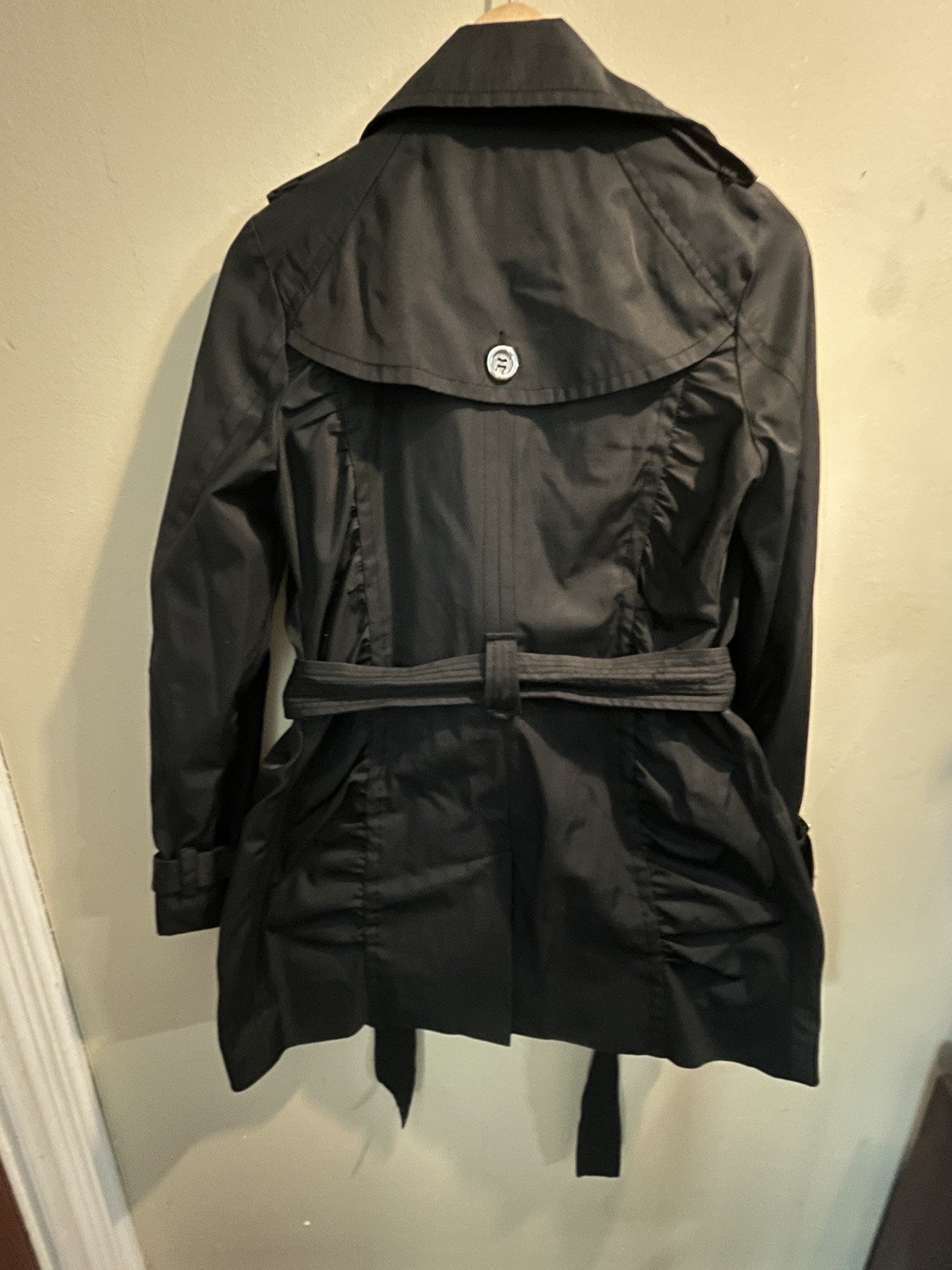 Express Double Breasted Button Front Black Trench… - image 3