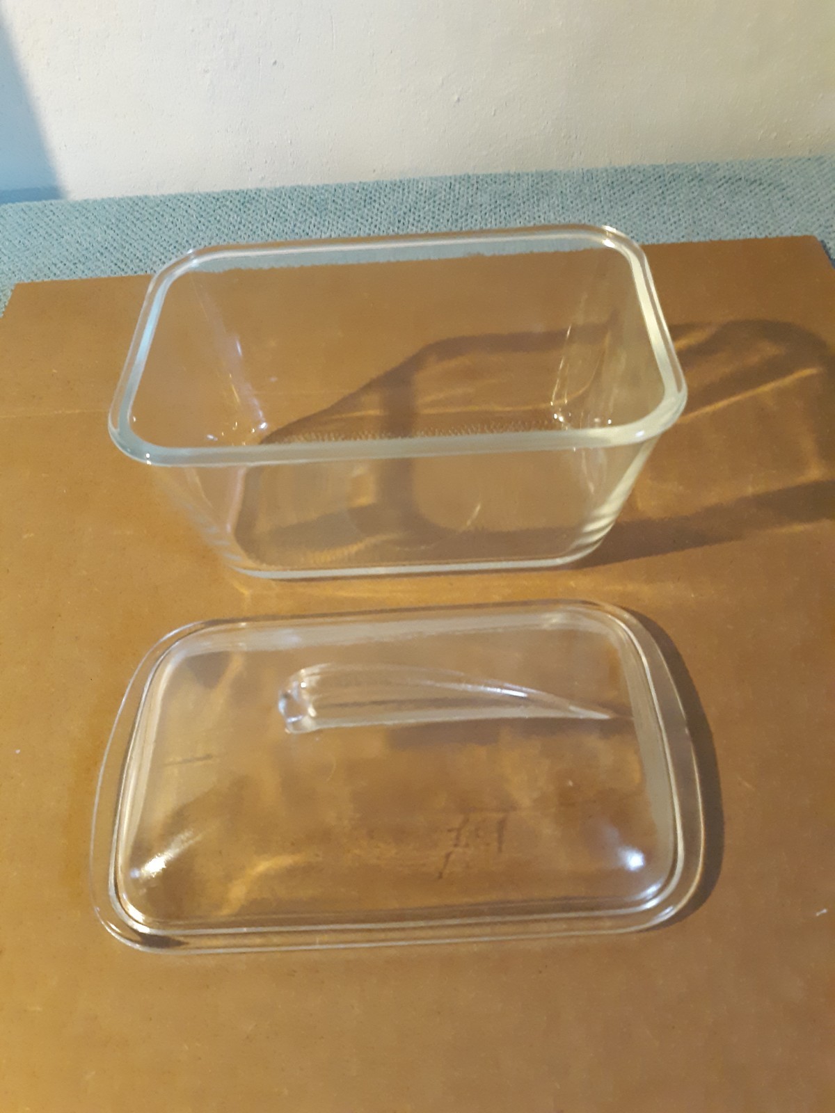 Glasbake Clear Glass Bread/Meatloaf Baking Dish With Wing Handle Lid J-805-14