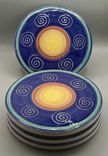 Set Of 4 Pier 1 Handpainted Italian Swirl 7.5" Trivet/Hot Plate Made In Italy EC