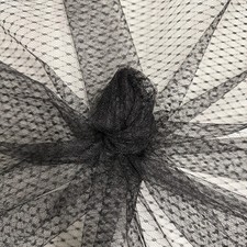 Eleanor BLACK Dotted Swiss Mesh Tulle Lace Fabric for Veil, Lining, Apparel, Co