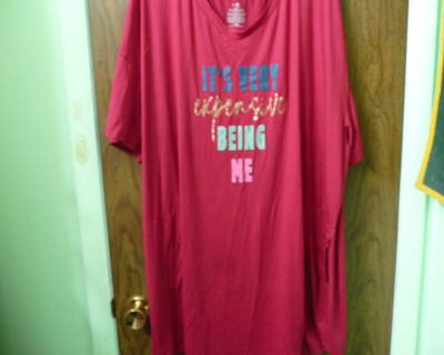 SLEEPSHIRTWOMENS 2X-3X SECRETTREASURES MAROON PRINT ITS VERY EXPENSIVE BEING ME