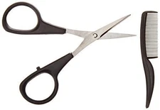 Allary Men's Beard & Mustache Scissors and Mini Comb Trimming Kit