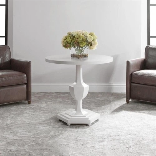 Uttermost Kabarda MDF Wood and Resin Foyer Table in Glossy White - Picture 2 of 5
