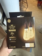 GE Vintage Style Amber Glass 60W ST19 Dimmable medium base light Bulbs 2pk 560L