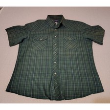 Wrangler Men's Green Plaid Short Sleeve Western Pearl Snap Shirt Size XL SS