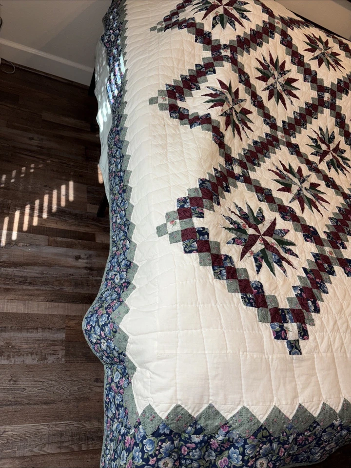 大号 16 码 Point Star 被子海军蓝、绿色、白色和栗色 84 X 84 — 第 4/4 张图片