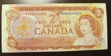 1974 $2 Dollar Uncirculated Canadian Banknote