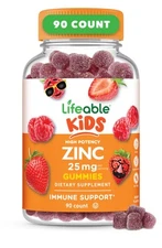 Zinc Gummies for Kids 25mg Immune Support Gluten Free Vegetarian 90 Count