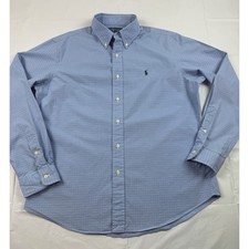 Ralph Lauren Custom Fit Mens Large Blue Check Long Sleeve Button Down Shirt