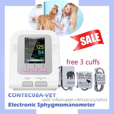 CONTEC08A-VET Digitales Blutdruckmessgerät + 3 Manschetten. Tiergebrauch