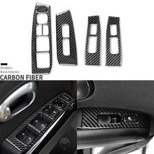5Pcs Real Carbon Fiber Interior Window Lift Switch Panel Trim For Kia Soul 14-19