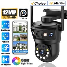 Wireless IP WIFI Camera Outdoor CCTV PTZ Smart Home Security IR Cam Three lens