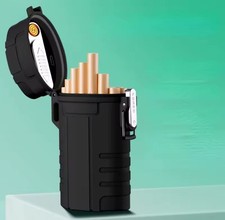 Windproof Waterproof Cigarette case With USB Rechargeable Lighter Arc Lighter