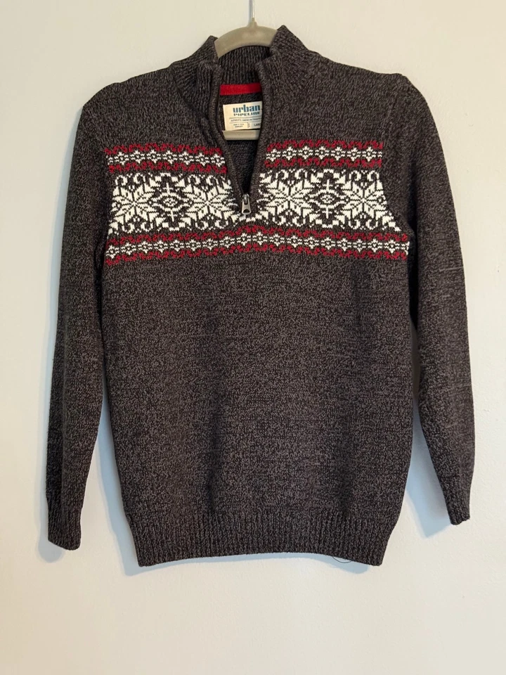 SUÉTER URBAN PIPELINE NIÑOS. TALLA: L GRIS PATRÓN ISLA JUSTA 1/4 CREMALLERA MANGA LARGA Foto 3 de 4