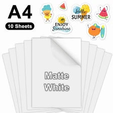 10 Sheets A4 Holographic Printable Vinyl Sticker Paper for Inkjet Printers