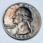 1954 Washington Quarter Circulated Coin  90% Silver  #7318