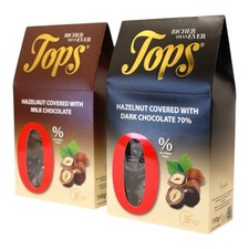 TOPS Milk & Dark Chocolate Covered Hazelnut - ZERO ADDED SUGAR - 150g