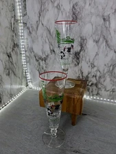 1970's Libbey "Currier & Ive's Making Hay" Pilsner Beer Glass Barware- Set Of 2 