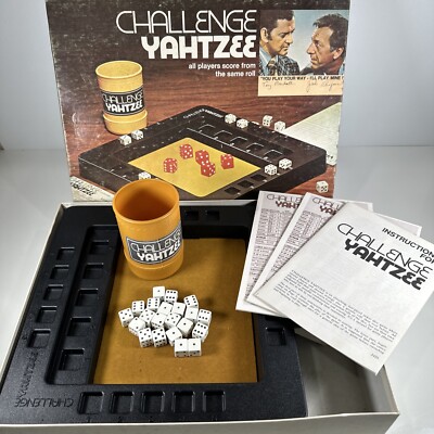 Vintage 1974 ES Lowe CHALLENGE YAHTZEE original box, scoring pads NO BIG DICE