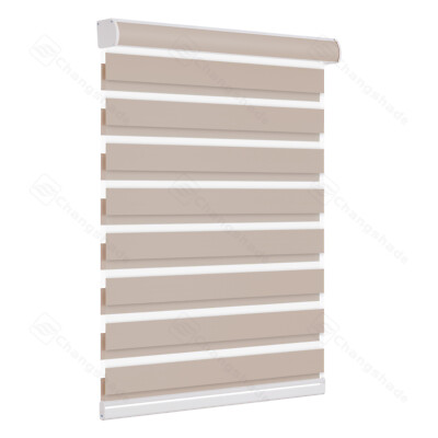 Cordless Customized Size  Roller Blinds 85% Blackout Dual Layer Zebra Shades