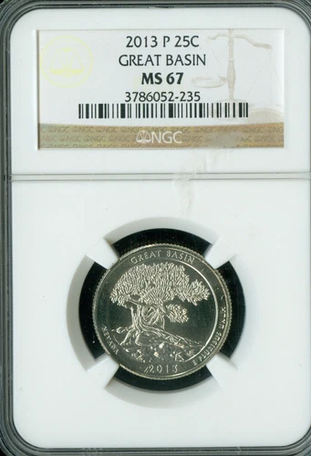 2013 P GREAT BASIN QUARTER NGC MS67 2ND FINEST  .