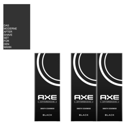 3x100ml AXE Aftershave Smooth Cedarwood Black Toller moderne Duft