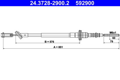 ATE 24.3728-2900.2 Clutch Cable for Chevrolet, Daewoo